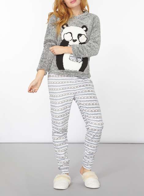 Grey Panda Pyjama Set